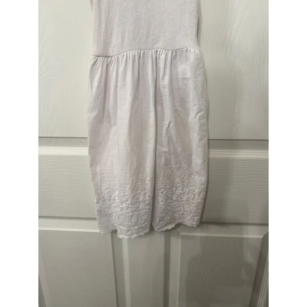 Hanna Andersson Girls' Pure Cotton Eyelet Slip White Tank Dress, M